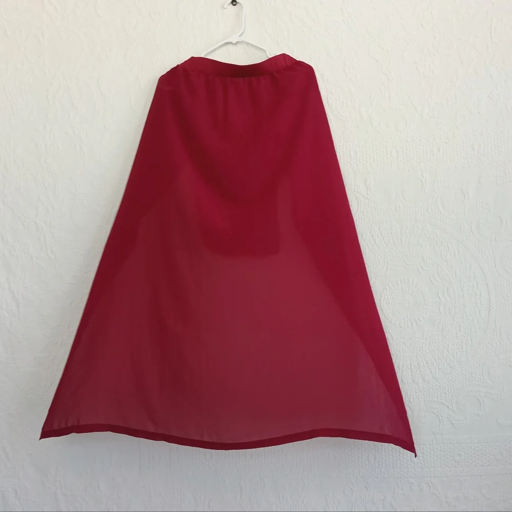 Mint Snow Sheer Red Goddess Maxi Skirt High Thigh Skirts Sexy Dancing Resortwear - Picture 8 of 11